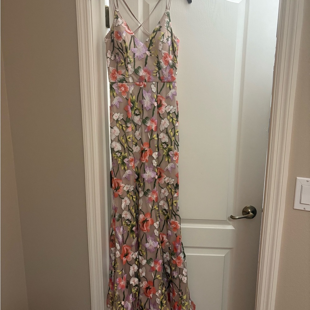 Sequin Hearts Floral Maxi Dress with Pink and Green Accents. Perfect for Easter